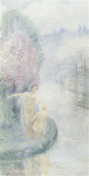 Baigneuses Oil Painting by Constant Montald