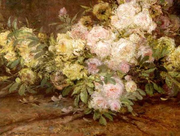 Bouquet De Roses Oil Painting by Constant Montald