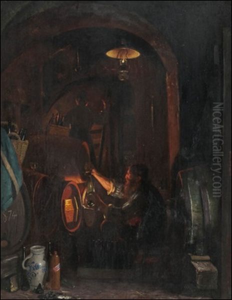 Viinikellarissa (in The Wine Cellar) Oil Painting by Anders Montan