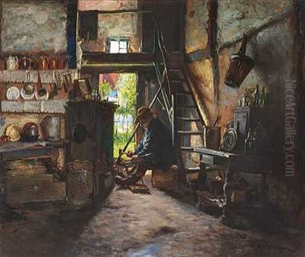 Sensendengler Oil Painting by Anders Montan