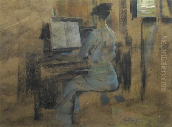 La Pianista Oil Painting by Silvio Bicchi