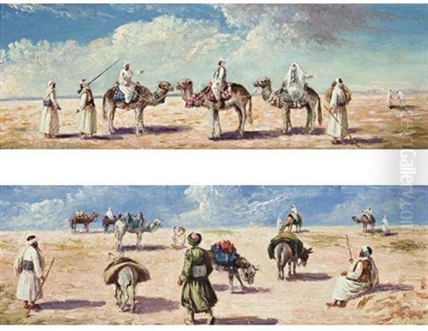 Middle Eastern Scenes (pair) Oil Painting by Miguel Montaner