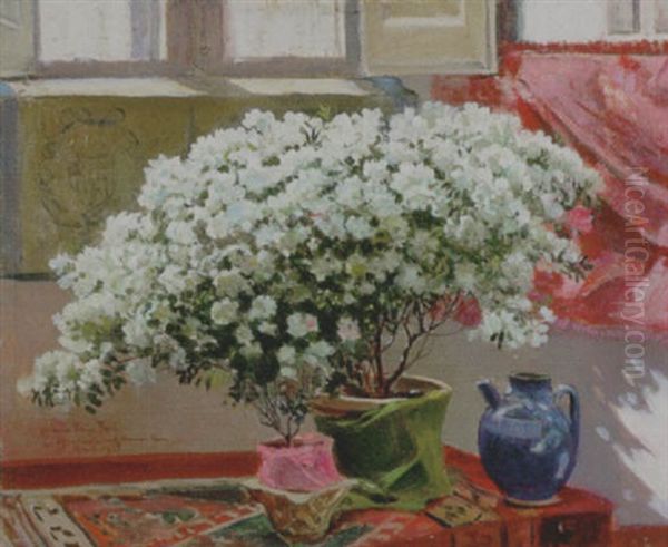 Vaso Di Fiori In Interno Oil Painting by Carlo Montani