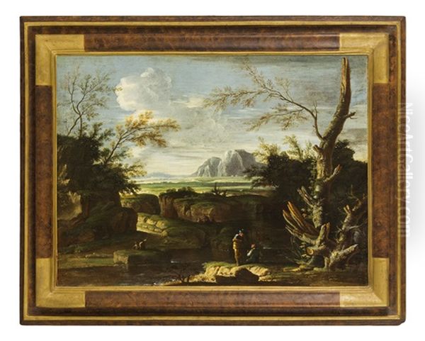 Paesaggio Con Soldati A Riposo Oil Painting by Pietro Montanini