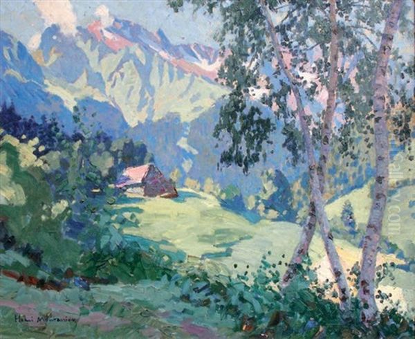 La Chaine Des Aravis Oil Painting by Henri Montassier