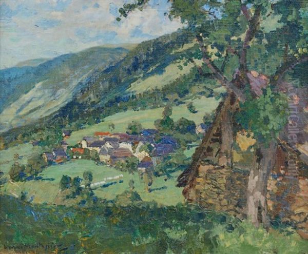 Village De Montagne Oil Painting by Henri Montassier