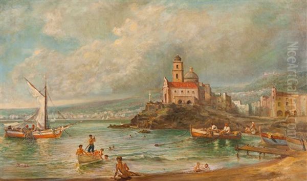 View Of Naples Oil Painting by Eduardo Monteforte