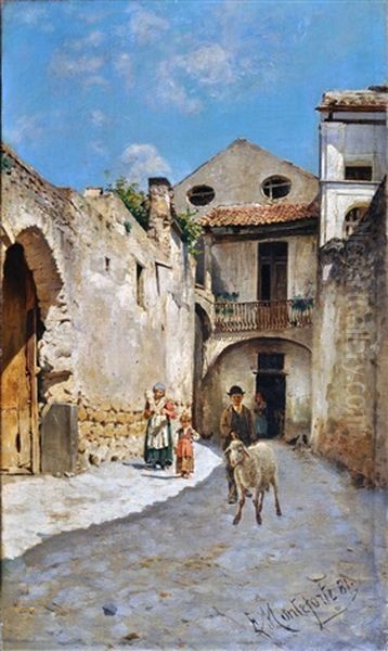 Cortile Rustico Oil Painting by Eduardo Monteforte