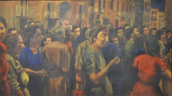 La Folla Oil Painting by Vincenzo Montefusco