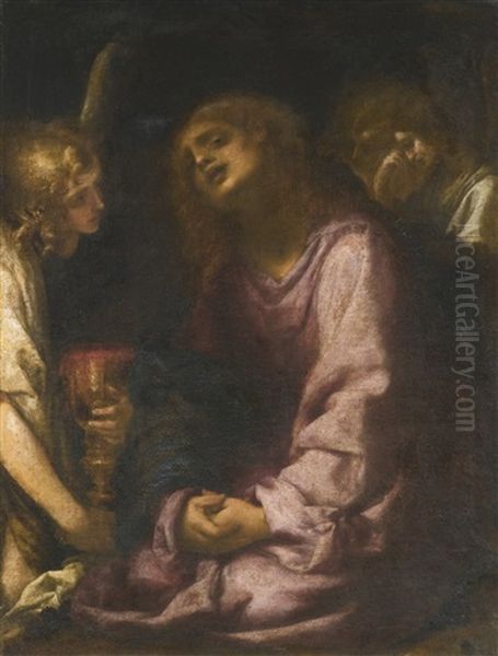 Christ Supported By Two Angels Oil Painting by Francesco (Cecco Bravo) Montelatici