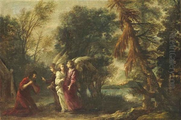 Abraham And The Three Angels Oil Painting by Francesco (Cecco Bravo) Montelatici