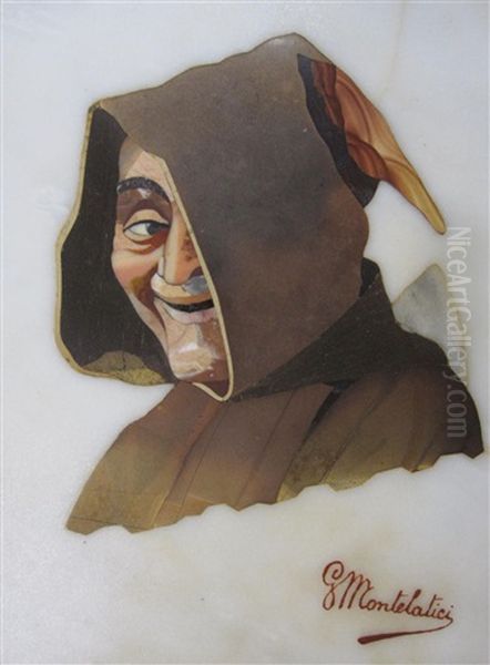 Pietra Dura Plaque Of A Monk Oil Painting by Giovanni Montelatici