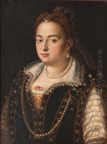 Portrait Of Bianca Cappello Oil Painting by Francesco Montemezzano