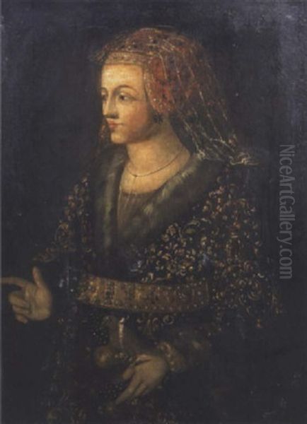 Portrait D'une Femme Au Voile Dore Oil Painting by Francesco Montemezzano