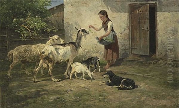 Feeding Time Oil Painting by Antonis Matteo Montemezzo