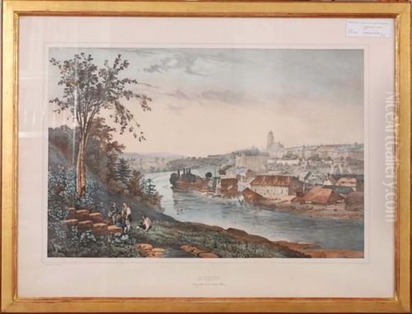 Berne,/vue Prise De La Route De Thunn Oil Painting by Louis Philippe Al. Bichebois