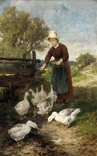 Herding The Ducks Oil Painting by Antonis Matteo Montemezzo