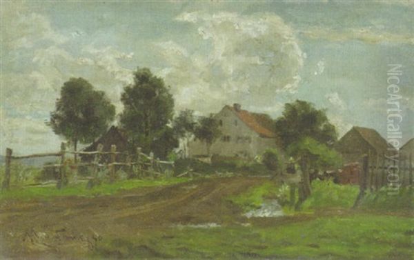 A Farm House Oil Painting by Antonis Matteo Montemezzo