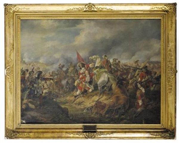 Georg, Prince Of Hanover, In The Battle Of Nerwinden, 29th July 1693 (georg Kurprinz Von Hannover In Der Schlacht Von Nerwinden Am 29. Juli 1693) Oil Painting by Dietrich (Heinrich Maria) Monten