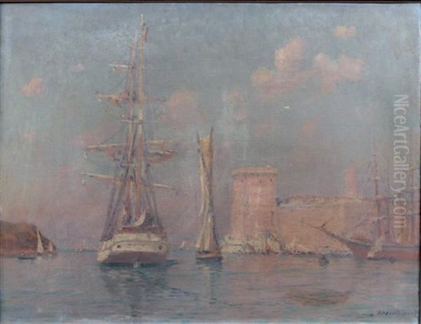 Marseille, Goelette Rentrant Au Port Oil Painting by Frederic Montenard