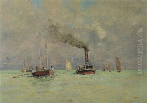 The Steamboat Oil Painting by Frederic Montenard