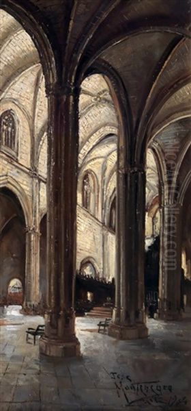 Interior De Iglesia Oil Painting by Jose Montenegro Cappell