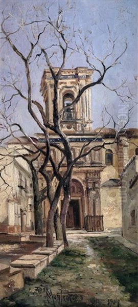 Fachada De Iglesia Oil Painting by Jose Montenegro Cappell