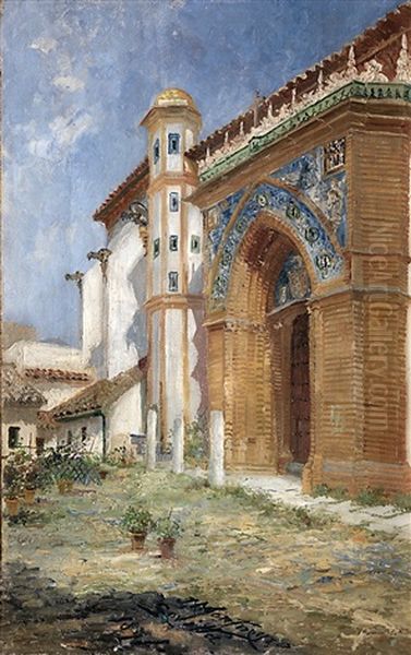 Portada De La Iglesia Del Convento De Santa Paula Oil Painting by Jose Montenegro Cappell