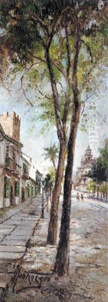 Calle De Jerez Oil Painting by Jose Montenegro Cappell