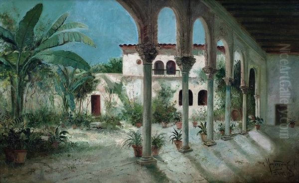 Patio De Ponce De Leon, Jerez Oil Painting by Jose Montenegro Cappell