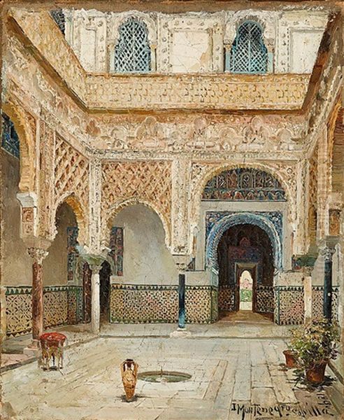 Vista Del Alcazar (+ Vista De Sevilla; 2 Works) Oil Painting by Jose Montenegro Cappell