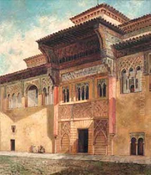 Alcazar De Sevilla Oil Painting by Jose Montenegro Cappell