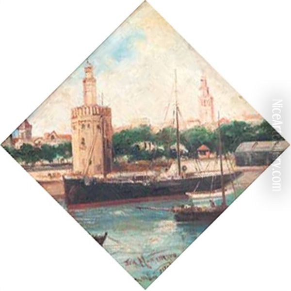 La Torre Del Oro Oil Painting by Jose Montenegro Cappell