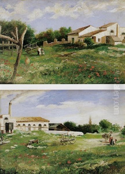 Cortijo Oil Painting by Jose Montenegro Cappell