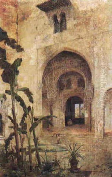 Le Patio Du Palais Mauresque Oil Painting by Jose Montenegro Cappell