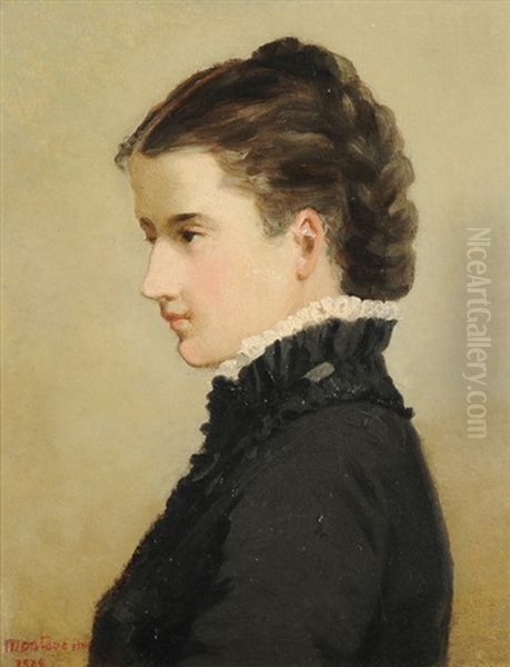 Portrait Einer Jungen, Dunkelhaarigen Frau Oil Painting by Luigi Monteverde