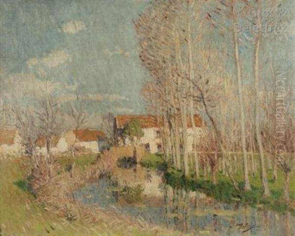 Le Moulin Sur La Riviere Oil Painting by Pierre Eugene Montezin