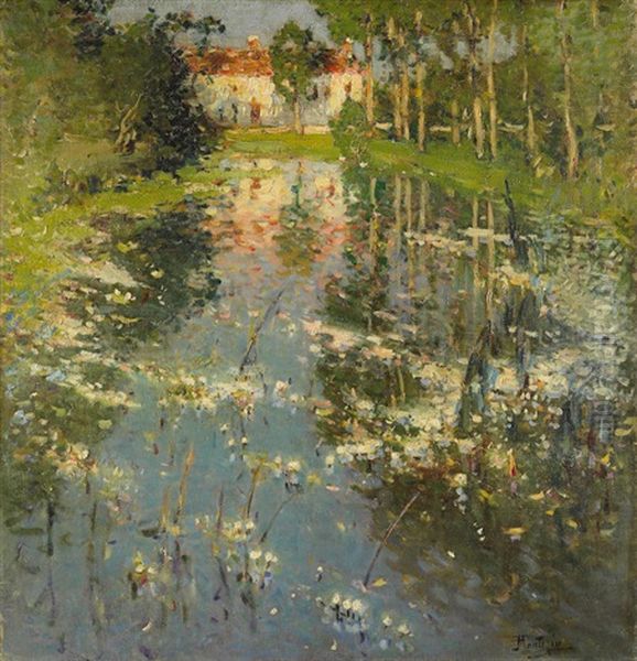 Sur Les Bords Du Ruisseau Oil Painting by Pierre Eugene Montezin