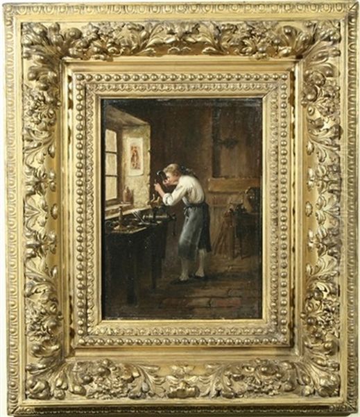 The Cabinet Maker Oil Painting by Adolphe Francois Montfallet