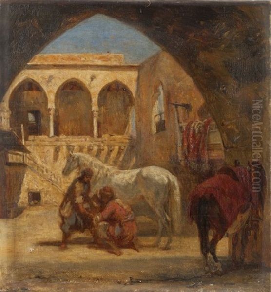 La Maison De L'emir A Broummana Oil Painting by Antoine Alphonse Montfort