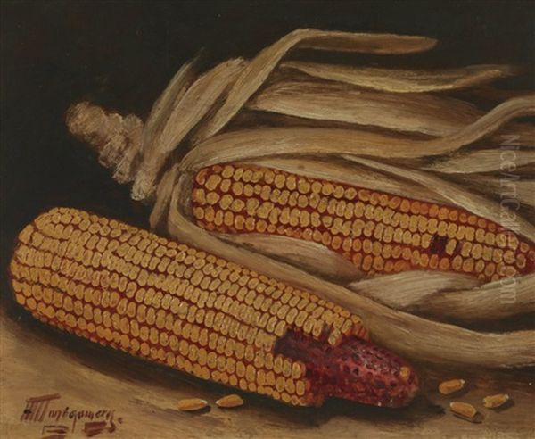 A Still Life Of Corn Oil Painting by Alfred Montgomery