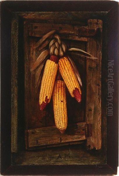 Still Life Of Hanging Corn Oil Painting by Alfred Montgomery