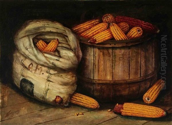 A Still Life Of Corn Oil Painting by Alfred Montgomery