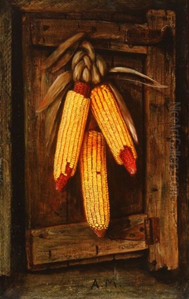 Drying Corn Oil Painting by Alfred Montgomery