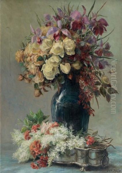 Bouquet De Fleurs Oil Painting by Francois Richard De Montholon