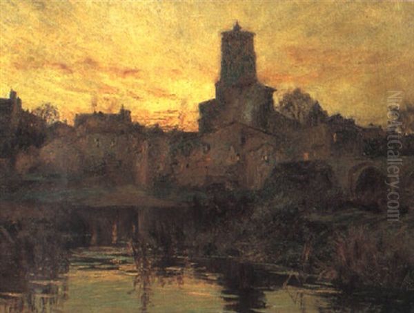 Abend Oil Painting by Francois Richard De Montholon