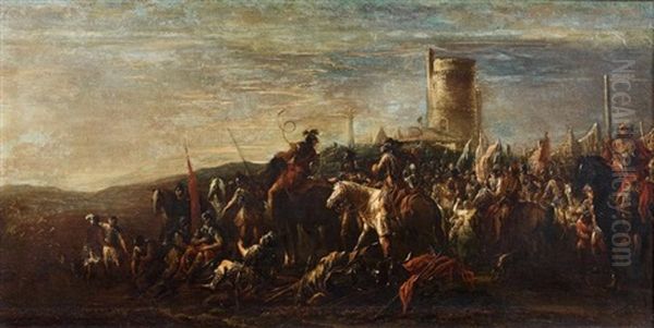 David Et Goliath, Et La Victoire De David (2 Works) Oil Painting by Francesco Monti