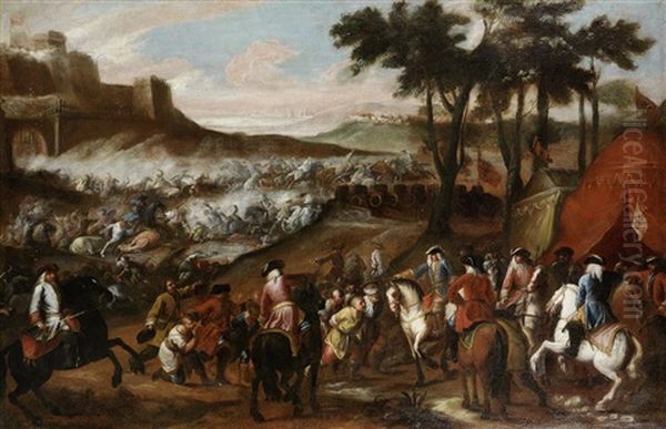 A Battle Between Austrians And Turks Oil Painting by Francesco Monti