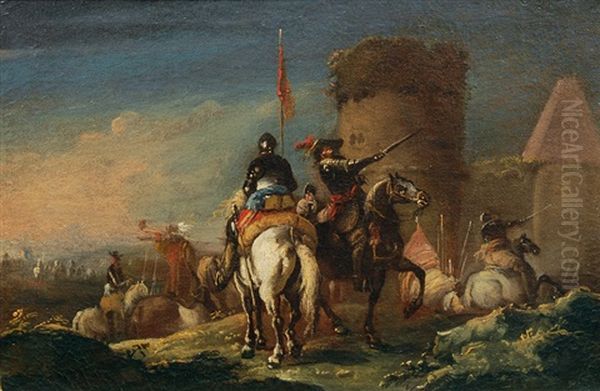 Cuirassiers In Departure Oil Painting by Francesco Monti