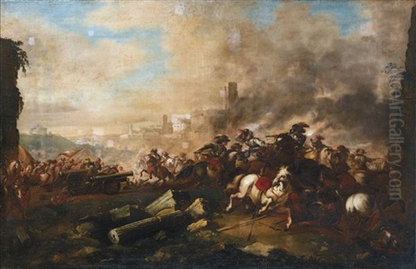 Battle Scene Oil Painting by Francesco Monti